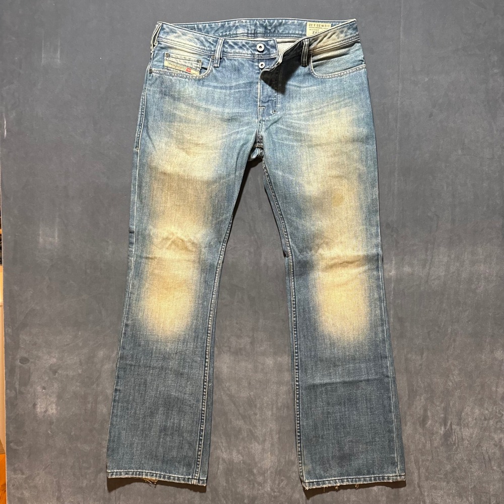 Diesel Zatiny Jeans Men 33x32 Blue Bootcut Distressed Light Unique Wash 008AT